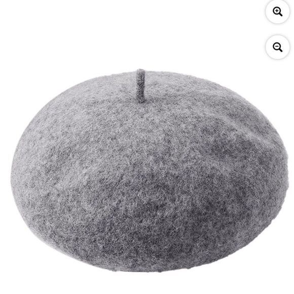 Heather Grey Wool Beret Hat (Unisex) - Picture 2 of 4